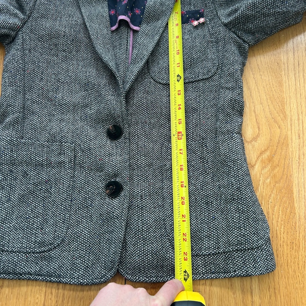 Scotch & Soda Girls Sz 14 Wool Blend Herringbone Tweed Blazer Jacket Pink Floral - Picture 9 of 10
